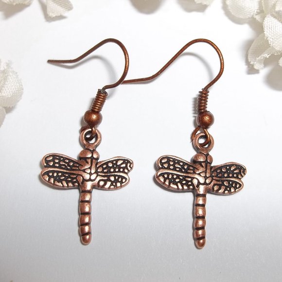 wvluckygirl Jewelry - Copper Dragonfly Earrings Boho Bohemian Set 3394